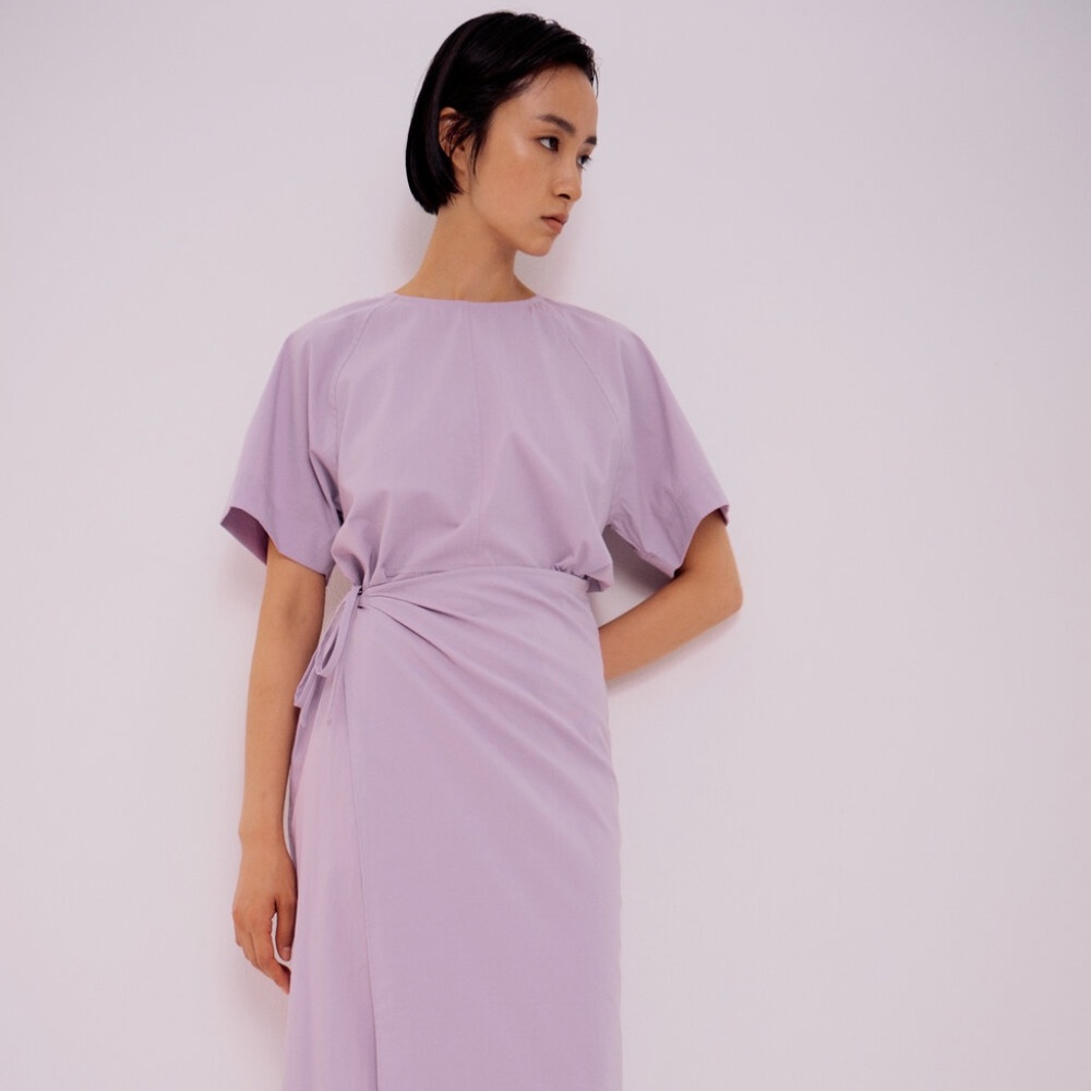 Lavender Mijeong Park Dress w Asymmetrical Wrap Skirt